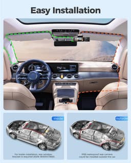 Dashcam voor auto voor en achter – Dual dashcam – Voor- en achtercamera – Autocamera – Full HD dashcam – Dashcam met nachtzicht – Dashcam met bewegingssensor – Groothoeklens – Parkeermodus – Loop recording – Dashcam met SD-kaart — thumbnail 3