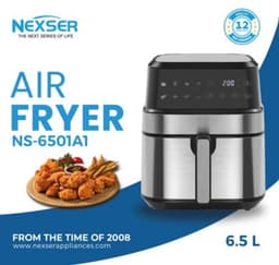 Airfryer 6,5L – Heteluchtfriteuse – 1700W – Olievrij – Mechanische Timer – Met Kookraam – Familieformaat – Gemakkelijk Schoon te Maken — thumbnail 4