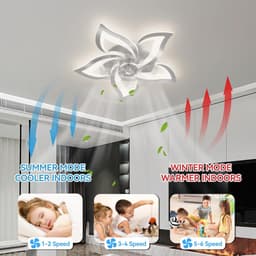 Stille Plafondlamp met Ventilator en Dimbaar Licht, Omkeerbare Motor voor Zomer- en Wintermodus, 6 Snelheden — thumbnail 1