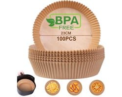 100 Airfryer bakvormen - Ronde bakvormen van 23 cm - Geschikt voor voedsel - BPA-vrij - Antiaanbak Airfryer pannen - Gemakkelijk schoon te maken - Geschikt voor Airfryers van 3-8 liter