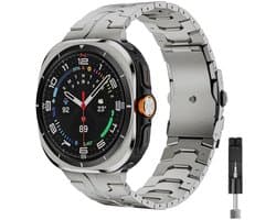 Stravo titanium bandje 'Iron' - Geschikt voor Samsung Galaxy Watch Ultra / Ultra 2025 – Titanium – premium metalen schakelband met inkortset – stijlvolle en duurzame horlogeband voor Samsung smartwatch
