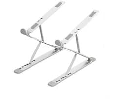 Laptop Stand - Verstelbaar - Opvouwbaar - Draagbaar - Ergonomisch - Notebookstandaard - Met Ventilatieopening - Dubbele Laag - Compatibel met de Meeste 11-17 inch Notebook Holder - Zilver
