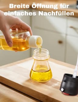 Olieverstuiver voor bakolie, 2-in-1 compacte olieverstuiver van glas, 80 ml olieverstuiver voor airfryer, grillen, bakken en salade - ideaal voor keukengebruikers, gezondheidsbewuste mensen en onderweg - zwart — thumbnail 6