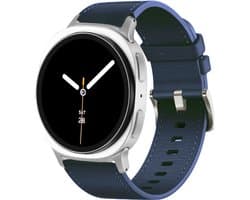 Stravo Premium Leren Bandje met Steentextuur – Geschikt voor Samsung Galaxy Watch 8 40mm / 44mm / Galaxy Watch 8 Classic 46mm – Hoogwaardig Leather Horlogebandje van Echt Leer met RVS Gesp voor Samsung Smartwatches – Leer – Donkerblauw