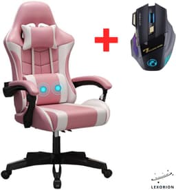 Lexorion Gaming Stoel – Ergonomische Gaming Chair – Inclusief Gratis RGB Gamingmuis Cadeau – Verstelbaar – Lederen Gamestoel – 136 kg – Roze– Bureaustoel — thumbnail 1