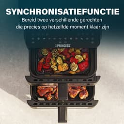 Princess Heteluchtfriteuse - 182490 - 3000W - Stack Airfryer 11,2L - PFAS-Vrij - 2 lades (Sync) - 11 Bakprogramma's - Bespaart 45% ruimte - Dubbele gestapelde lades — thumbnail 10