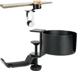 Allecto plus - Multifunctionele Bureau Bekerhouder en Hoofdtelefoon Standaard - 360° Roterende Bracket - Anti-knoei Cup Houder voor Computer of Gaming PC — thumbnail 1