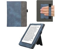 kwmobile hoes voor e-reader geschikt voor Kobo Aura H2O Edition 2 - Cover met standaard in donkerblauw / donkergrijs - Kunstleer