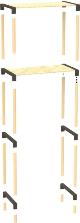 Fixwood 2-Laags Wasmachine Rek – Zwart - Houten Opbergrek voor Wasmachine – Ruimtebesparend Badkamerrek 127 cm – Beukenlook – 33x66x127 cm — thumbnail 4