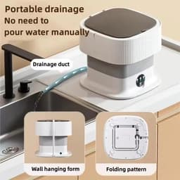10L Grote Grensoverschrijdende Opvouwbare Wasmachine met Groot Ondergoed, Sokken, Babykleding en Kleine Mini Wasmachine (Grijs) — thumbnail 4
