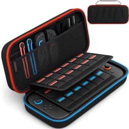 Sounix Case Geschikt voor Nintendo Switch 2 - Met opbergvak voor 24 games - Extra hoog Hoesje - Waterdicht en schokbestendig - Zwart/Blauw/Rood — thumbnail 1