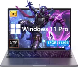 Blackview GamiBook 8 Gaming Laptop - 16 inch Full HD - 16 GB RAM - 512 GB SSD - AMD Ryzen™ 7 7735HS - Tot 4,75 GHz - WiFi 6 - Windows 11 Pro Notebook - UHD Graphics - Grijs — thumbnail 1