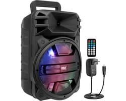 Pyle Bluetooth Luidspreker - Draagbare Speaker met Wielen - 800 Watt - Karaoke Luidspreker met DJ LED Verlichting - USB, FM, BT, Aux, Afstandsbediening, Mic-Ingangen - Ingebouwde Oplaadbare Batterij