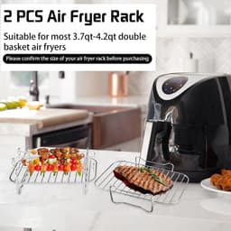 JeiibrZui Airfryer Rek - Multifunctioneel Rek - Geschikt Voor Alle Grills Gemaakt Van Roestvrij Staal - 6 Stuk - Universeel Grillen Zilver — thumbnail 3