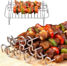 JeiibrZui Airfryer Rek - Multifunctioneel Rek - Geschikt Voor Alle Grills Gemaakt Van Roestvrij Staal - 6 Stuk - Universeel Grillen Zilver — thumbnail 2