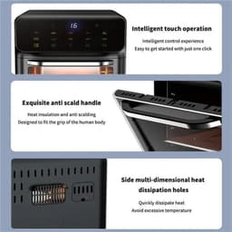Je Huis 10L Elektrische Airfryer – Grote Capaciteit, Olievrij, 360° Convectie, Gezond Bakken en Frituren voor Thuis. — thumbnail 5