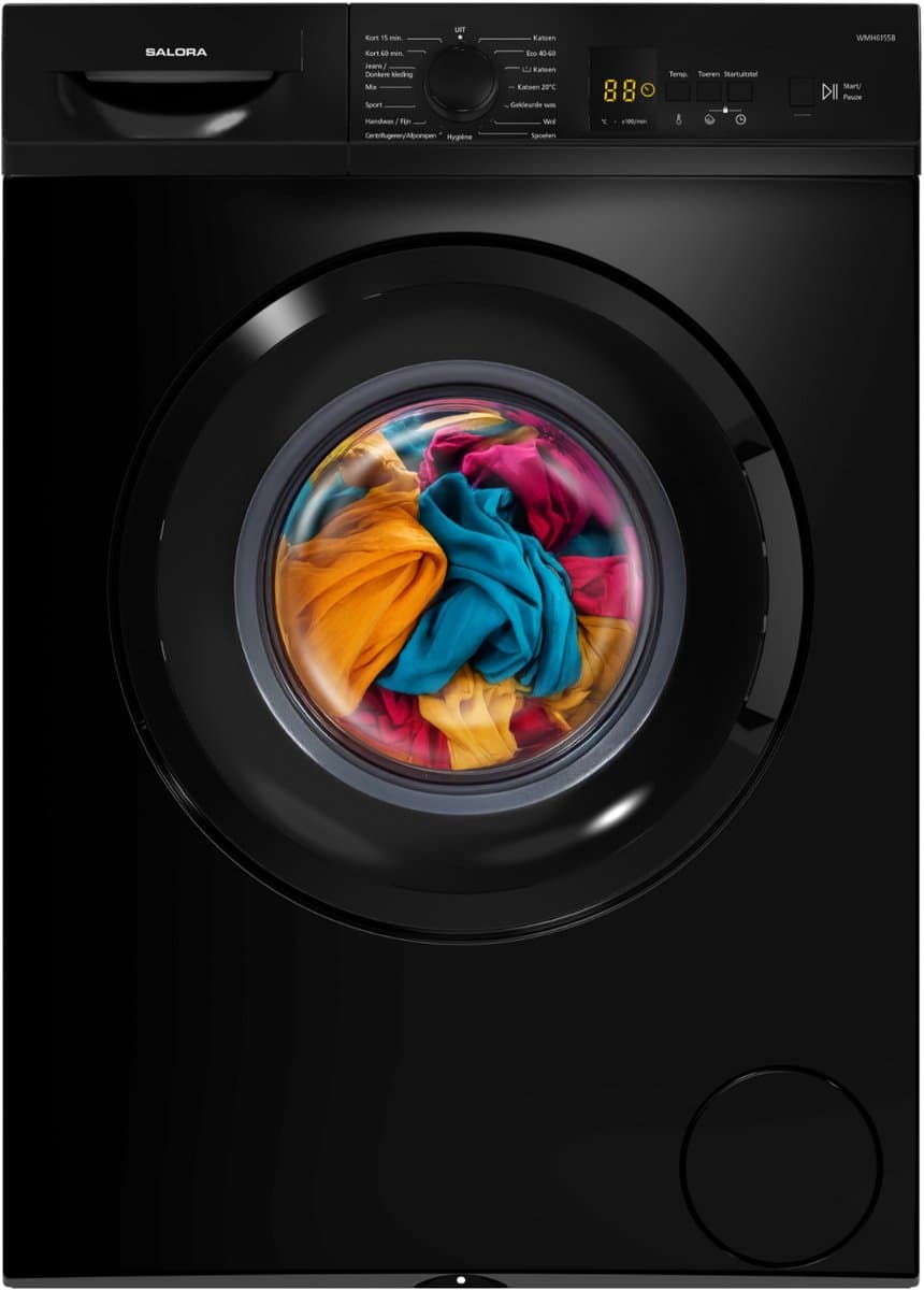 Salora WASH6B - Wasmachine - 6 kg - 1000 RPM - Washing Machine - Zwart — afbeelding 1
