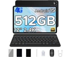 Doogee T40 Tablete Avec Clavier 8GB RAM+512GB ROM (TF 2TB) Helio G99 Batterij 8580mAh 11 "2.5K Android 15 Face ID Dual 4G LTE,Zwart