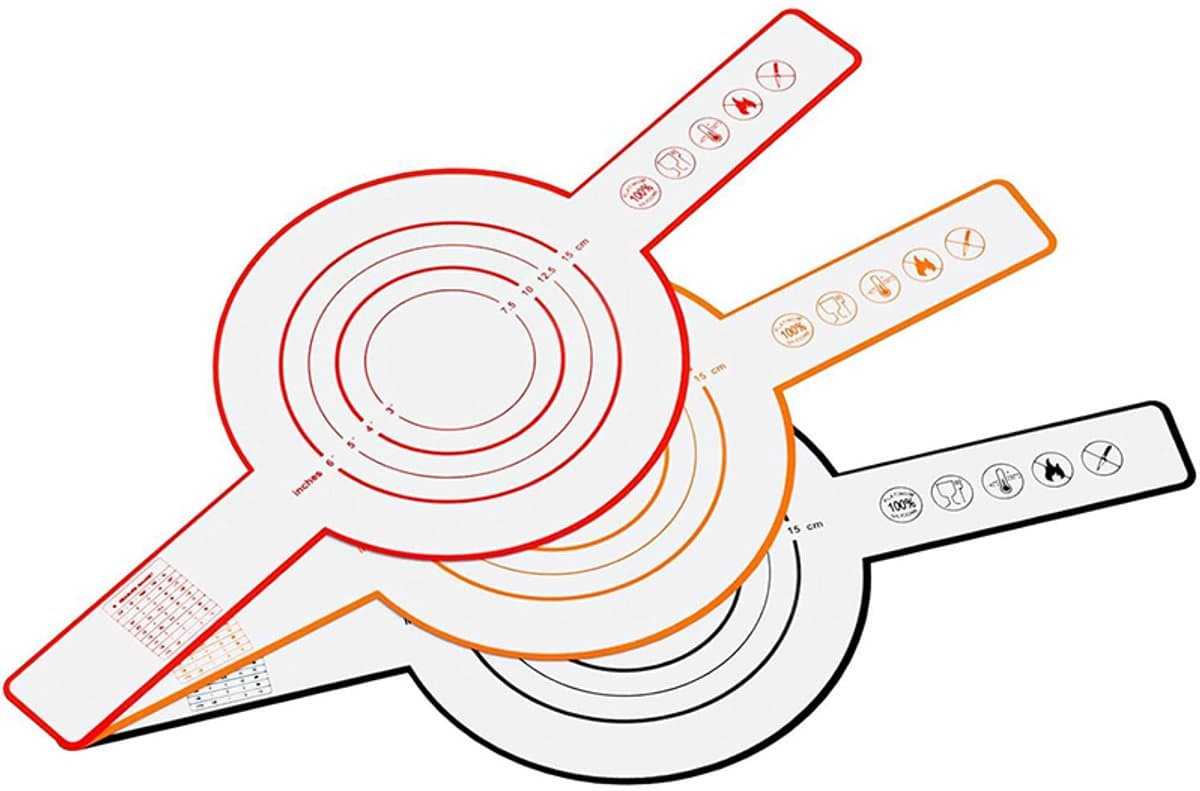 Bakmatten - Set van 3 - Lange Handvatten Deeg Mat - Broodsjaals - Siliconen - Antiaanbakmat - Brood Sling - Broodbakmat - Herbruikbare - Geschikt Voor Airfryer / Oven / Magnetron - 52,5×21,5×0.07cm - Rood+Oranje+Zwart — afbeelding 1