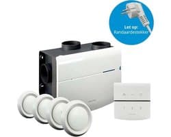 Orcon alles-in-een pakket randaarde stekker MVS 15R 520m3/h + rft bediening + 4 ventielen — afbeelding 1