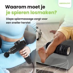 2BEHEALTHY Massage Gun Professioneel & Foam Roller - Incl. 6 Opzetstukken en 30 Massagestanden - 8 Uur Batterij - Sport en Relax Massage Pistool - Massageapparaat - Foamrollers - Foamrol - Massage Roller - Massageroller — thumbnail 3