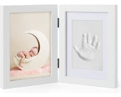 Fotolijst Met Baby Hand- En Voetafdruk In Klei - Veilig En Gemakkelijk - Gipsafdrukken Kraamcadeau
