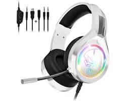 Spirit of Gamer Headset – Gaming Headset – Koptelefoon – 50 MM Luidsprekers – geschikt voor PS4/PS5, Xbox, Switch, PC – USB- en Jackuitgang - Wit
