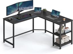 ACAZA Bureau - Hoekbureau - Zwart - 138 x 50 x 76 cm (L x B x H) - Bureautafel - Game Bureau - Bureau Gaming - Game Bureau — thumbnail 1