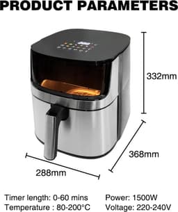 Visuele airfryer van 8 liter — thumbnail 10