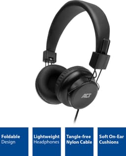 ACT Koptelefoon met draad 1,5m | Opvouwbare hoofdtelefoon met kabel | 3,5mm audiokabel | AC9300 — thumbnail 5