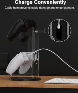 Game Controller houder/headsetstandaard, 2-in-1 acryl universele houder voor houder, gamingaccessoires, controller hoofdtelefoon houder standaard accessoires, zwart — thumbnail 2