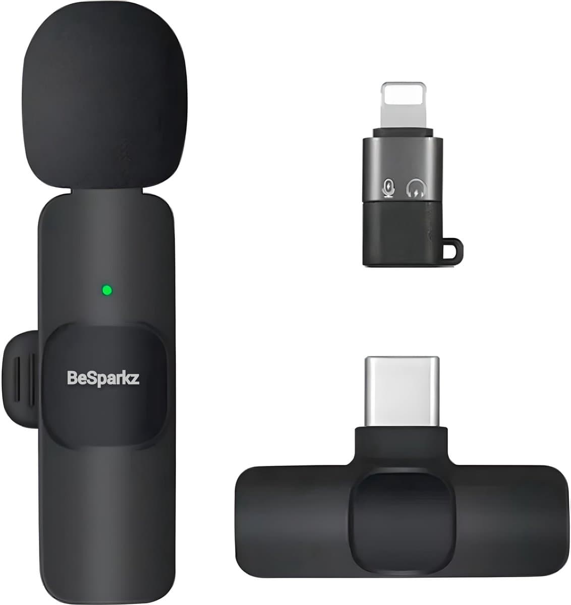BeSparkz Draadloze Microfoon - Dasspeld Microfoon - Usb C & Iphone - Lavelier Microfoon - Plug & Play — afbeelding 1