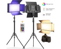 LuminexPro RGB U800 Studiolamp – 50W – Bi-color LED & Softbox – Statief 2m – Bluetooth Afstandsbediening – Fotografie & Videografie – 3200K-5600K