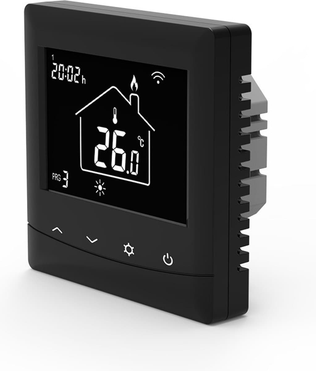 Zwarte inbouw thermostaat Optima W, voor elektrische verwarming en conventionele verwarming. — afbeelding 1