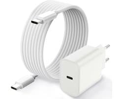 USB C Adapter met USB C naar USB C kabel 1M - 20W - oplaad stekker - snellader