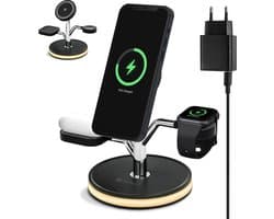 ForDig Apple Watch Oplader - Magsafe Oplader iPhone - 3 in 1 Draadloze Oplader - Wireless Charger - 15 Watt Snellader - Draadloos GSM QI Lader -