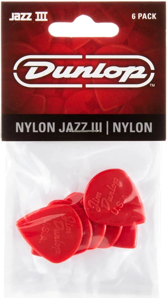 Dunlop Nylon Jazz III Plectrum 6-Pack rood - Plectra — afbeelding 1
