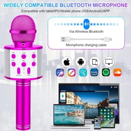 Karaoke microfoon voor kinderen, bluetooth microfoon voor kinderen, karaoke 4-in-1, geweldig als speelgoed voor jongens en meisjes vanaf 4 jaar — thumbnail 2