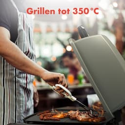 KitchenBrothers Gas BBQ - Staand en Tafelmodel Barbecue - 2 Branders - PFAS Vrij - Tafelbarbecue - Anti-aanbaklaag - 37x48 cm Grilloppervlak - Zwart — thumbnail 3