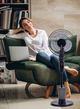 A-Flow CoolCloud Mistventilator - LET OP: 2EKANSARTIKEL - Ventilator met water - Ventilator met waternevel - Luchtbevochtiger - Afstandsbediening - 3 Windsnelheden - Zelfdraaiend - Timer - 3 Windmodi — thumbnail 5