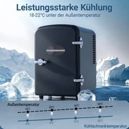 NETTLIFE Mini Koelkasten 4L - Mini-Koelkasten - Zwart - 12V/230V Auto Aansluiting - 25dB - Vrijstaand - Geschikt voor dranken cosmetica voedsel - Minikoelkast ideaal - voor in de auto - kamer - camping - kantoor — thumbnail 4