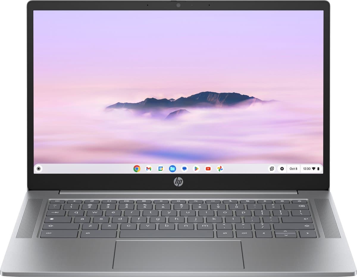 HP Chromebook 14a-nf0131wm Intel® N N200 35,6 cm (14") HD 4 GB LPDDR5-SDRAM 128 GB eUFS Wi-Fi 6 (802.11ax) ChromeOS Zilver — afbeelding 1