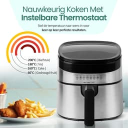 Emerio Airfryer XL 1300W - 4,5 Liter Heteluchtfriteuse - Regelbare thermostaat 60ºC tot 200ºC - 8 Kookprogramma's - AF-129084 Zwart — thumbnail 3