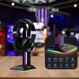 Signature Home Phoenix Koptelefoonhouder - headset houder - Headset Stand - Met USB-C kabel - RGB LED Licht en Kabel Organizer - Zwart — thumbnail 3