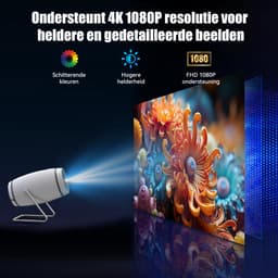 kotsren P2 - Mini Beamer Projector - WiFi 6 & Bluetooth 5.3 - 4K - 180° draaibaar - Draagbare Home Cinema, Outdoor - Wit — thumbnail 2