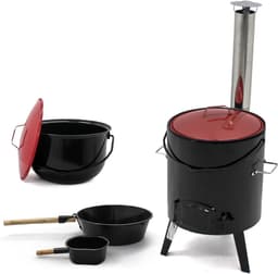 Muntel® Goulashketel - Goulashpot - Geëmailleerd - Kookpot - Scheplepel - 14 liter - Met Deksel - 92 x 35 x 45 cm - Zwart — thumbnail 1
