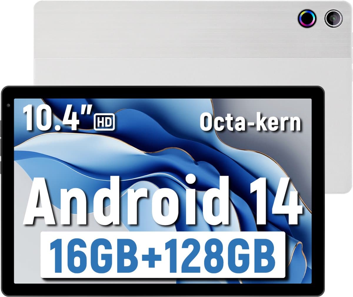 kotsren C12 - Android 14 Tablet - 10.4 inch - 16(3+13)GB RAM/128GB ROM– 5000mAh - Zilver — afbeelding 1