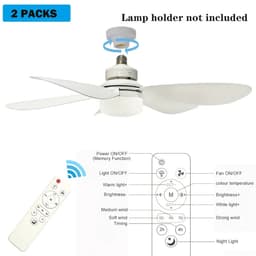 Bovista Plafondventilator - Met Verlichting - Plafond Ventilator - Met Lamp - Plafonniere Met Ventilator - Met Licht - Wit - 52cm - 2 Stuks — thumbnail 2