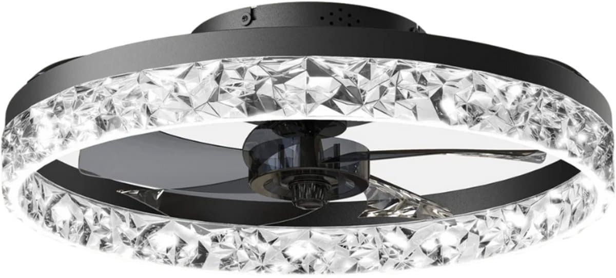 Livano Plafondventilator - Met Verlichting - Plafond Ventilator - Met Lamp - Plafonniere Met Ventilator - Met Licht - Zwart — afbeelding 1
