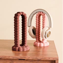 Koptelefoon standaard cremè/beige - Fleuriek Headset houder - Headset stand bureau accessoire - Headphone stand - Game accessoires voor koptelefoon- Speels design — thumbnail 2